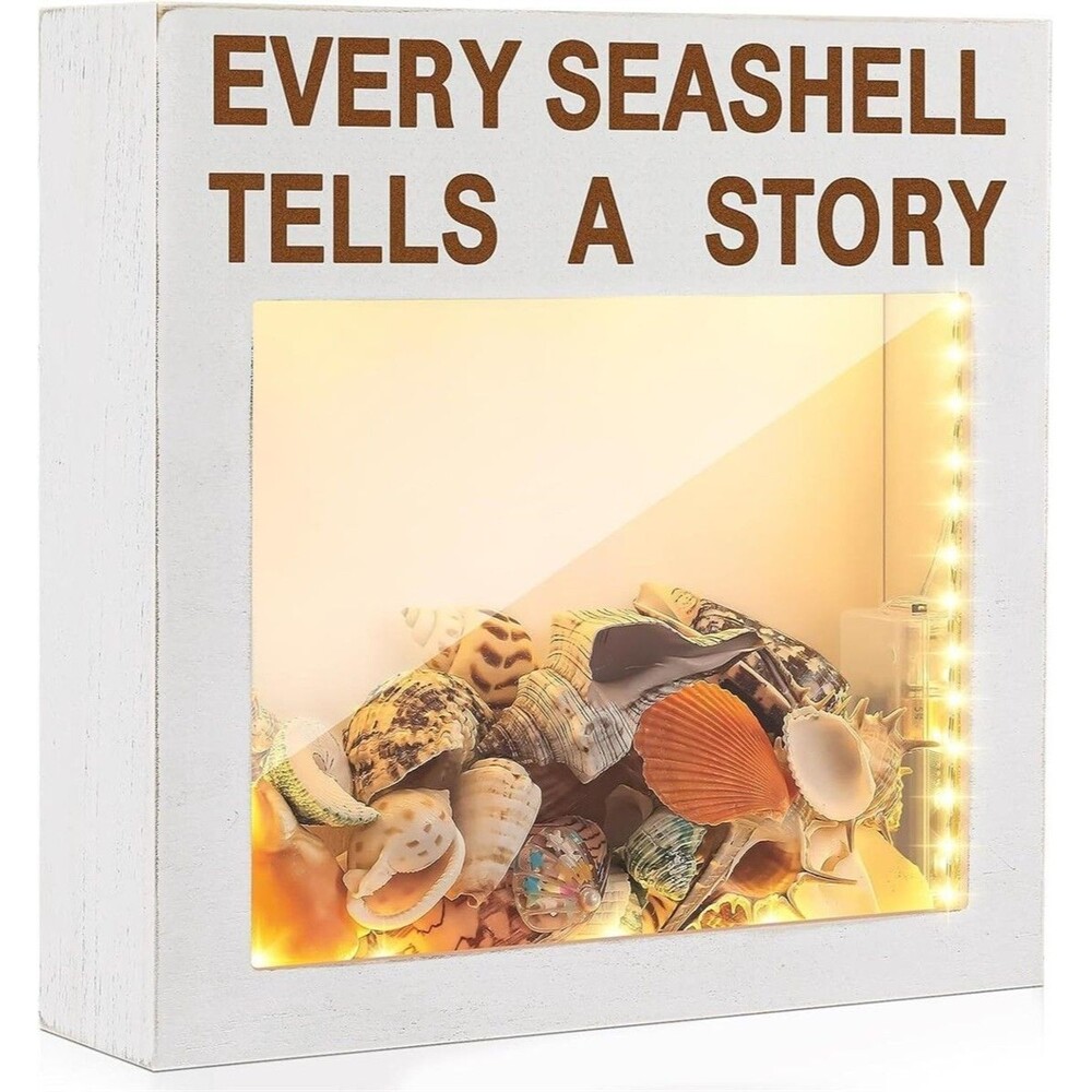 Juexica Seashell Holder with Light Display Box Room Decor